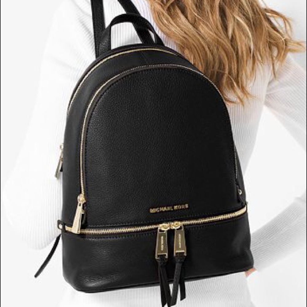Michael Kors Black Leather Rhea Backpack